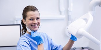 Dental hygienist smiles