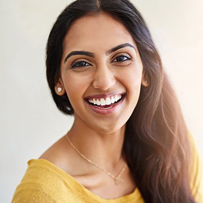 Woman with straight, beautiful teeth