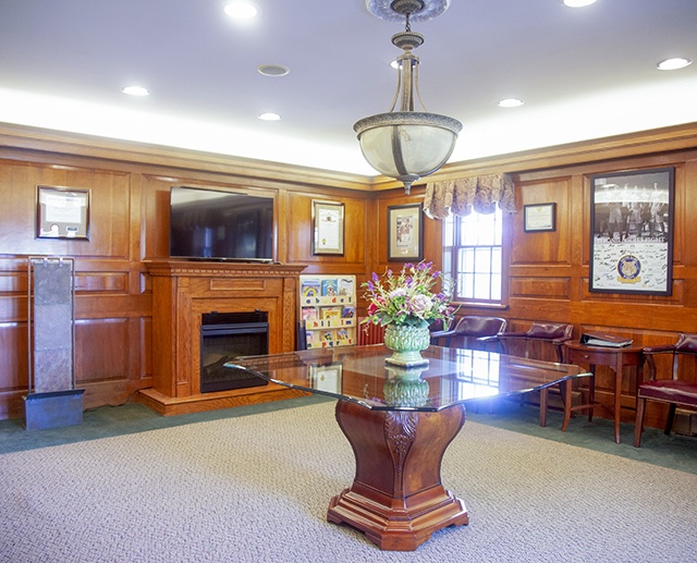 Open and bright dental reception area