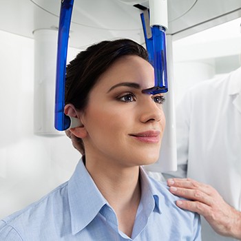 Woman receiving 3D cone beam scans